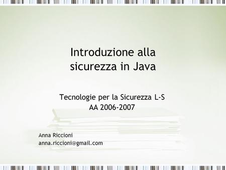 Introduzione alla sicurezza in Java