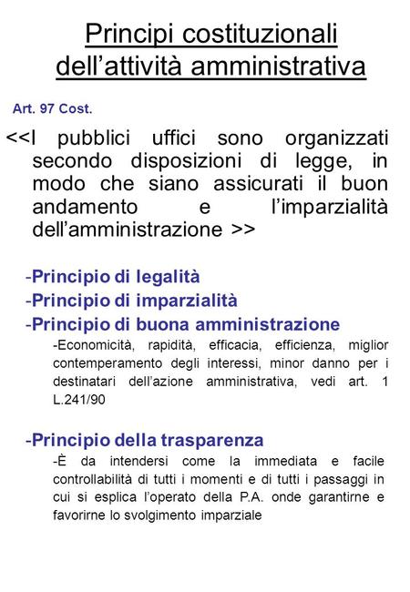 Principi costituzionali dell’attività amministrativa