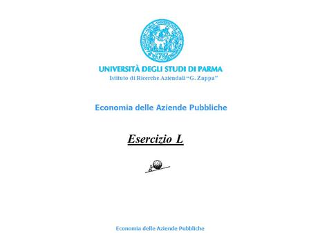 Economia delle Aziende Pubbliche Esercizio L Istituto di Ricerche Aziendali G. Zappa Economia delle Aziende Pubbliche.
