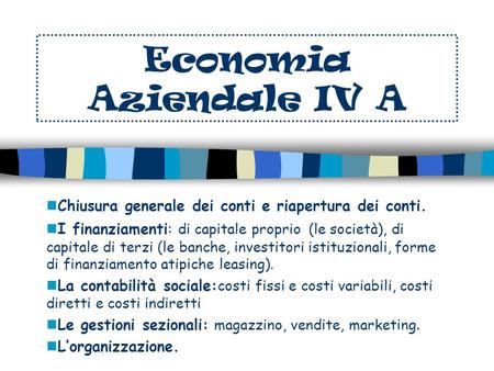 Economia Aziendale IV A