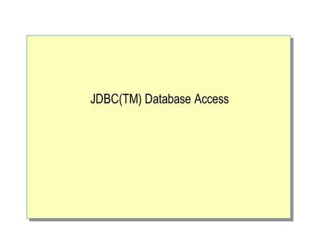 JDBC(TM) Database Access