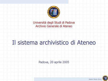 Il sistema archivistico di Ateneo
