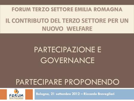 Partecipazione e governance partecipare proponendo