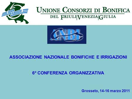 ASSOCIAZIONE NAZIONALE BONIFICHE E IRRIGAZIONI 6ª CONFERENZA ORGANIZZATIVA Grosseto, 14-16 marzo 2011.