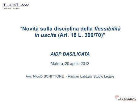 Avv. Nicolò SCHITTONE - Partner LabLaw Studio Legale