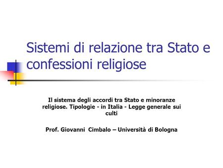 Sistemi di relazione tra Stato e confessioni religiose