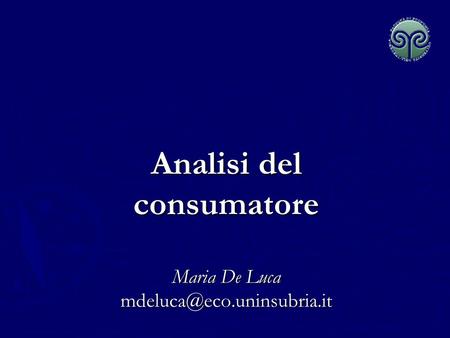 Analisi del consumatore Maria De Luca