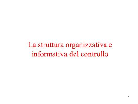 La struttura organizzativa e informativa del controllo
