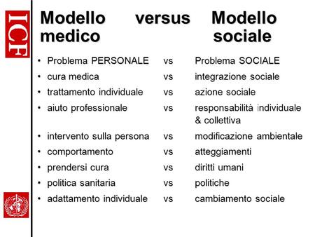 Modello versus Modello medico sociale