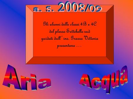 a. s. 2008/09 Acqua Aria Gli alunni delle classi 4B e 4C
