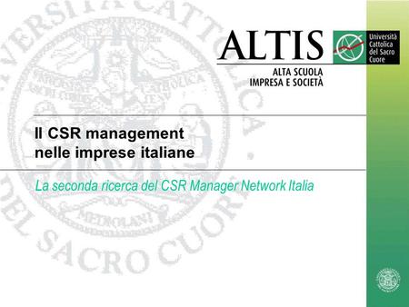 Il CSR management nelle imprese italiane
