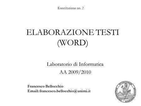 ELABORAZIONE TESTI (WORD)