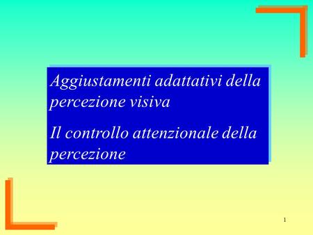 1 Aggiustamenti adattativi della percezione visiva Il controllo attenzionale della percezione Aggiustamenti adattativi della percezione visiva Il controllo.