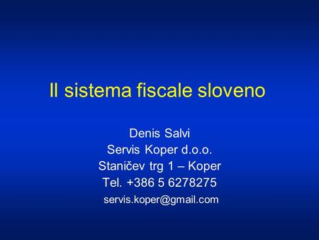 Il sistema fiscale sloveno