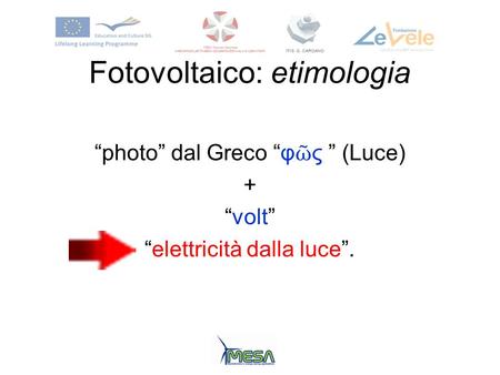 Fotovoltaico: etimologia