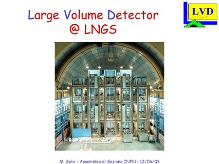 M. Selvi – Assemblea di Sezione INFN - 12/06/03 Large Volume LNGS.