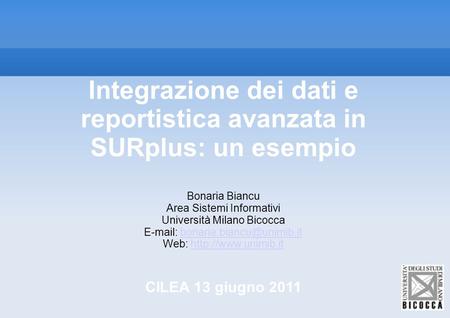 Integrazione dei dati e reportistica avanzata in SURplus: un esempio