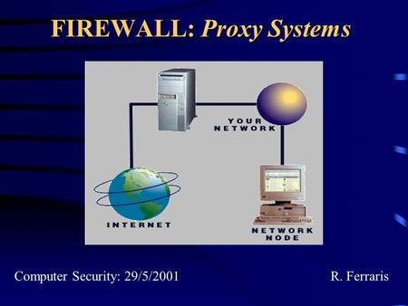 FIREWALL: Proxy Systems Computer Security: 29/5/2001R. Ferraris.