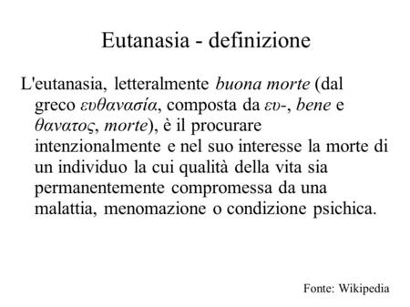 Eutanasia - definizione