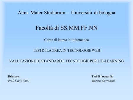 Alma Mater Studiorum – Università di bologna