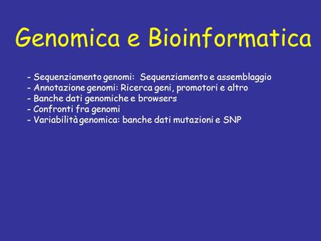 Genomica e Bioinformatica