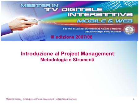 Introduzione al Project Management Metodologia e Strumenti