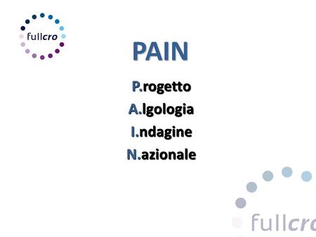 PAIN P.rogetto A.lgologia I.ndagine N.azionale. Stimolare lorganizzazione di una campagna di sensibilizzazione alla diagnosi e terapia del dolore con.