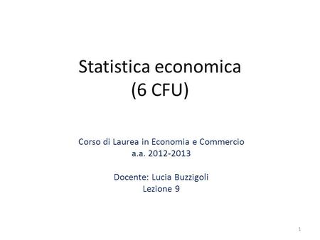 Statistica economica (6 CFU)
