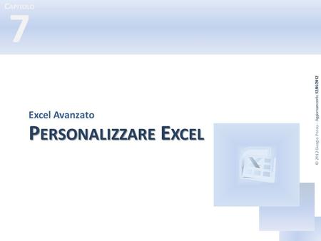 Excel Avanzato Personalizzare Excel.