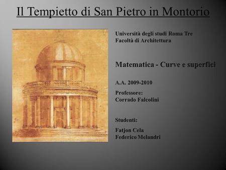 Il Tempietto di San Pietro in Montorio