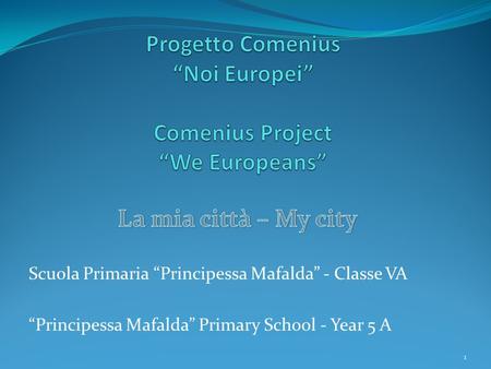 Progetto Comenius “Noi Europei” Comenius Project “We Europeans”