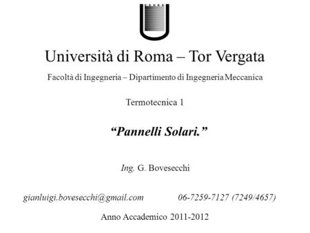 Università di Roma – Tor Vergata