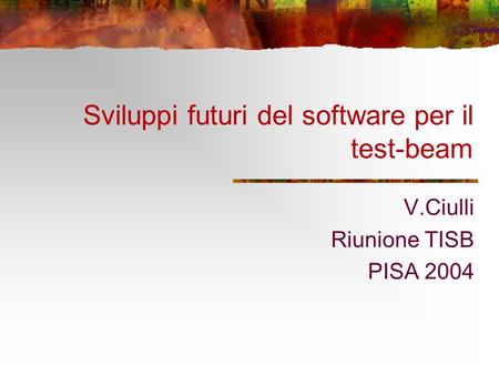Sviluppi futuri del software per il test-beam V.Ciulli Riunione TISB PISA 2004.