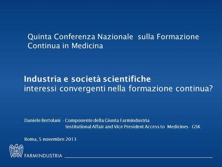 Quinta Conferenza Nazionale  sulla Formazione Continua in Medicina