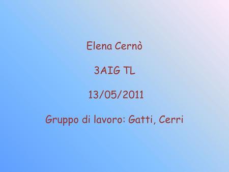 Elena Cernò 3AIG TL 13/05/2011 Gruppo di lavoro: Gatti, Cerri.