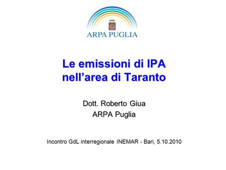 Le emissioni di IPA nell’area di Taranto