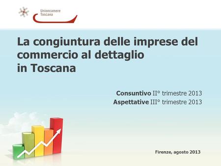 La congiuntura delle imprese del commercio al dettaglio in Toscana Consuntivo II° trimestre 2013 Aspettative III° trimestre 2013 Firenze, agosto 2013.