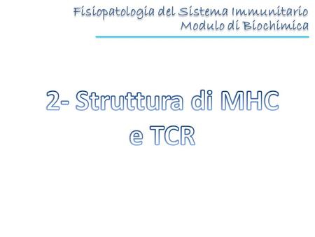 2- Struttura di MHC e TCR Fisiopatologia del Sistema Immunitario