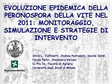 Evoluzione epidemica della peronospora della vite nel 2011: monitoraggio, simulazione e strategie di intervento Silvia L. Toffolatti, Andrea Pedrazzini,