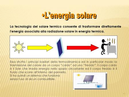 SOLARE TERMICO L'energia solare
