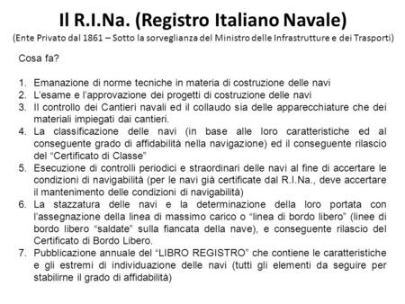 Il R.I.Na. (Registro Italiano Navale)