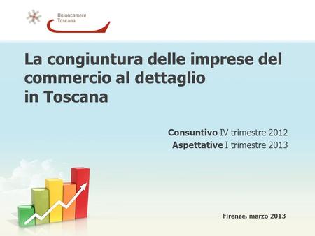 La congiuntura delle imprese del commercio al dettaglio in Toscana Consuntivo IV trimestre 2012 Aspettative I trimestre 2013 Firenze, marzo 2013.
