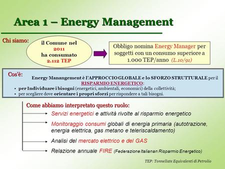 Area 1 – Energy Management