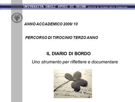 IL DIARIO DI BORDO ANNO ACCADEMICO 2009/ 10
