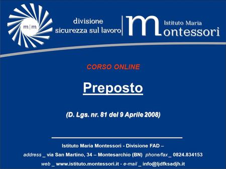 Istituto Maria Montessori - Divisione FAD –
