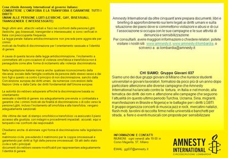 Amnesty International da oltre cinquant’anni prepara documenti, libri e briefing di approfondimento sui temi legati ai diritti umani e sulla situazione.