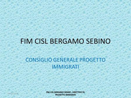 FIM CISL BERGAMO SEBINO CONSIGLIO GENERALE PROGETTO IMMIGRATI 05/10/2015.