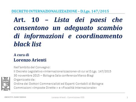 Lorenzo Arienti - Commissione IIDD