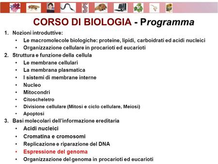CORSO DI BIOLOGIA - Programma