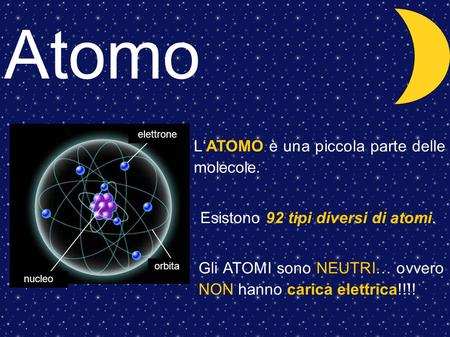 Atomo L‘ATOMO è una piccola parte delle molecole.